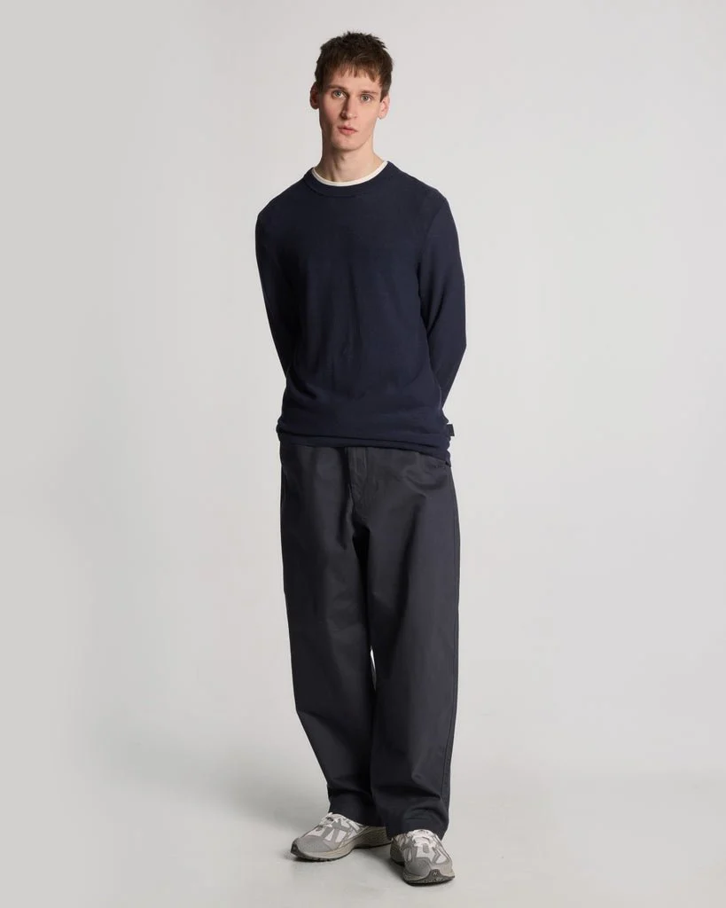 Pique Knitted Crew Neck Jumper