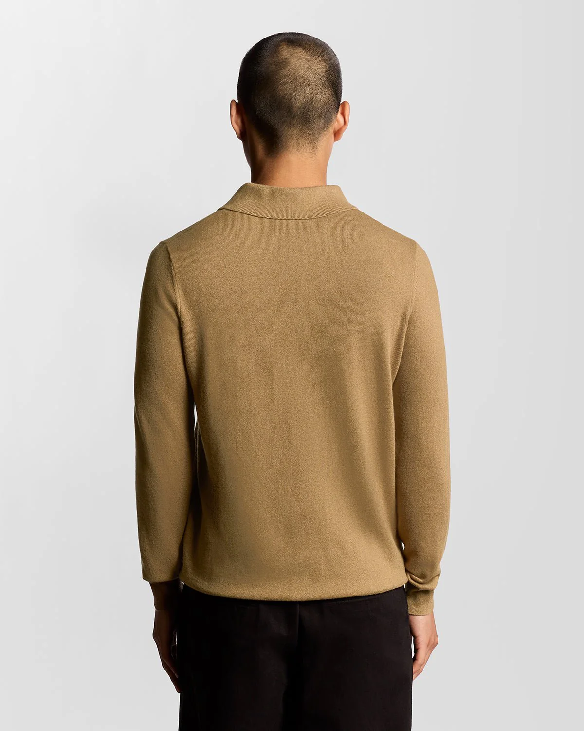 Merino Blend Long Sleeve Polo Shirt