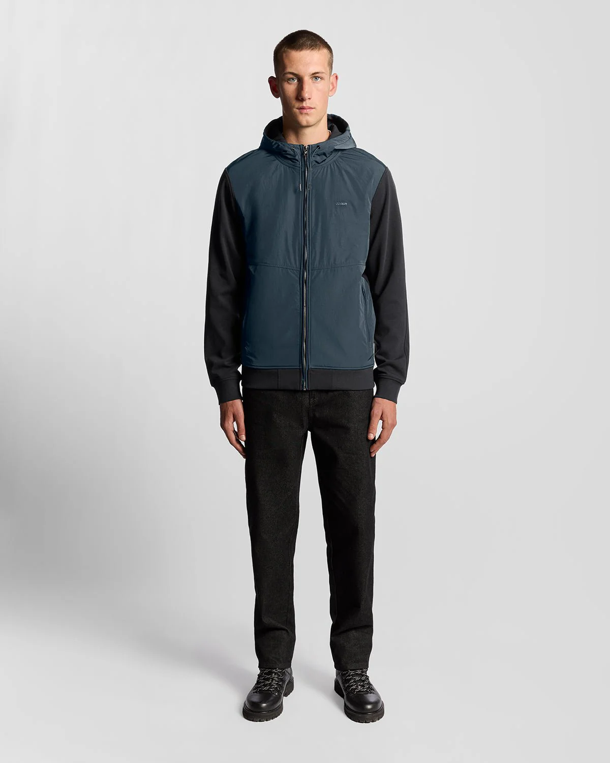 Half Raglan Sleeve Panneled Hoodie