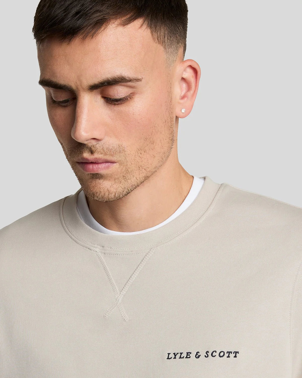 Loopback Embroidered Crew Neck Sweatshirt