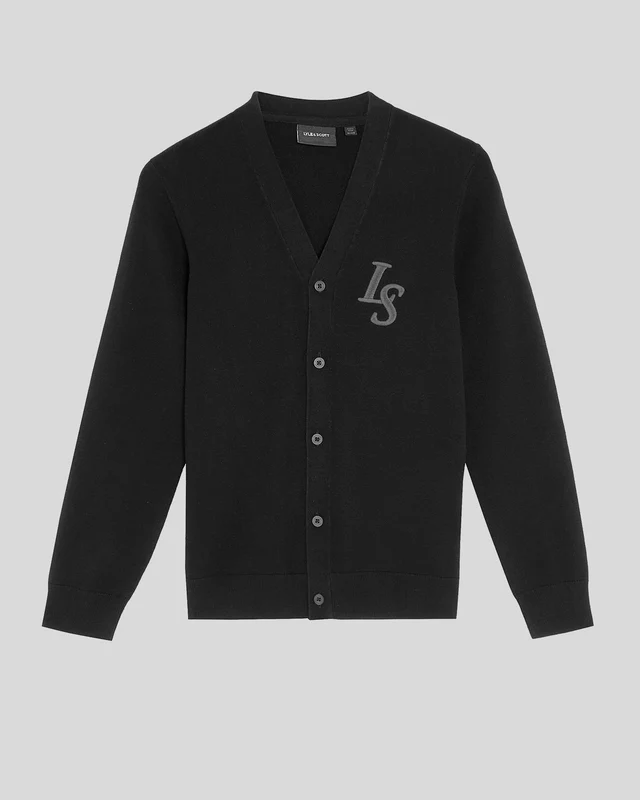 L&S Monogram V Neck Cardigan