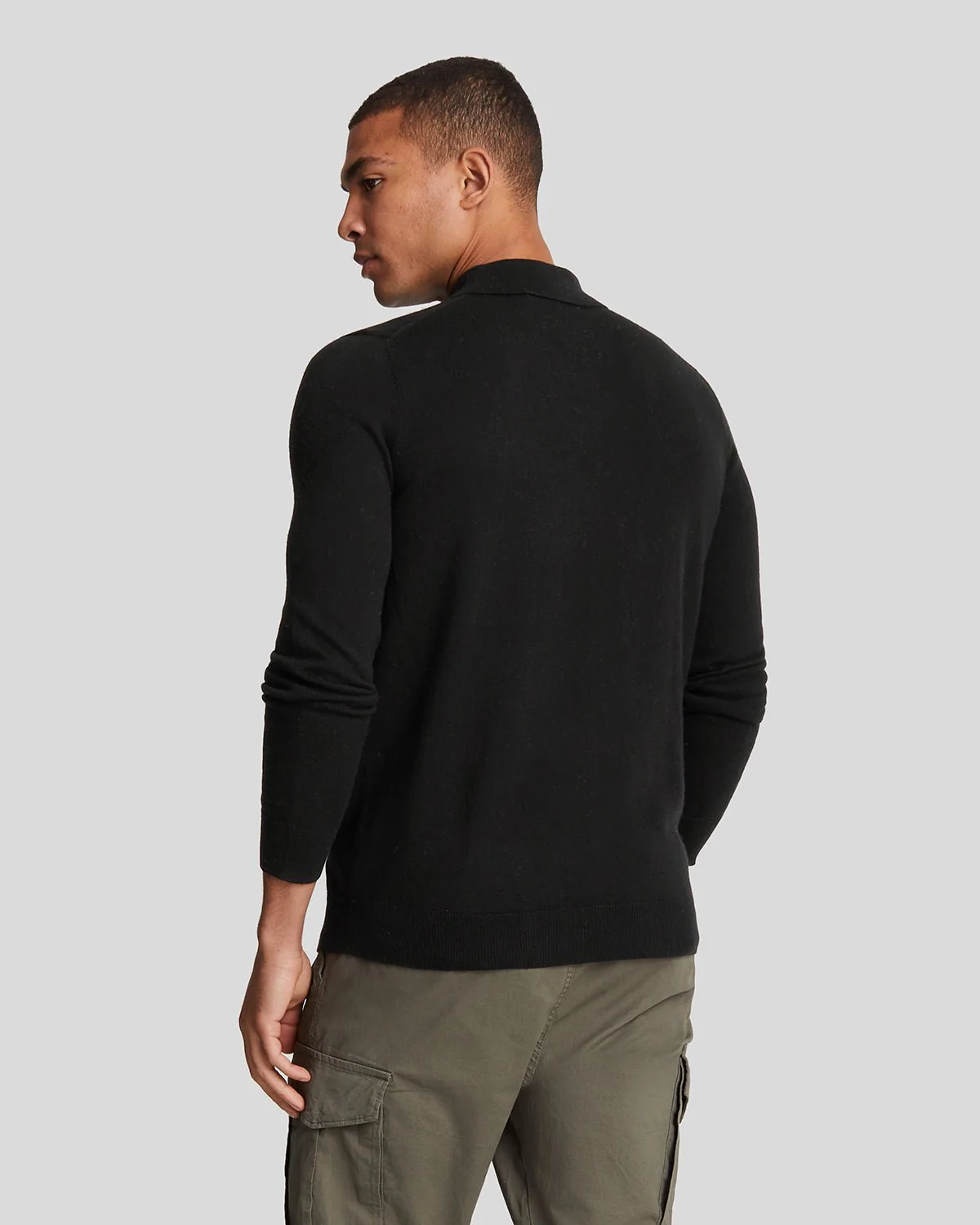 Merino Blend Long Sleeve Polo Shirt
