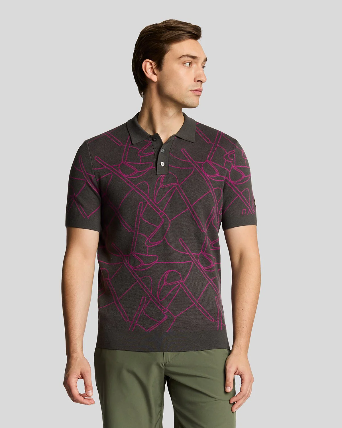 Golf Outline Knitted Polo Shirt