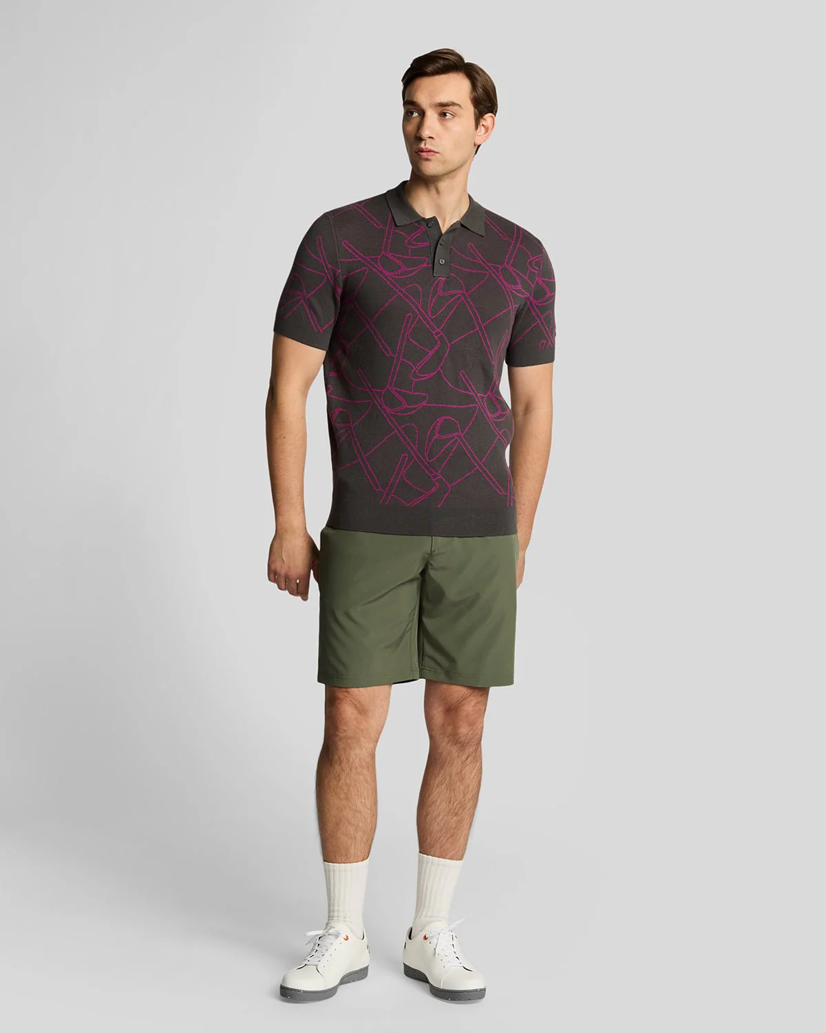 Golf Outline Knitted Polo Shirt