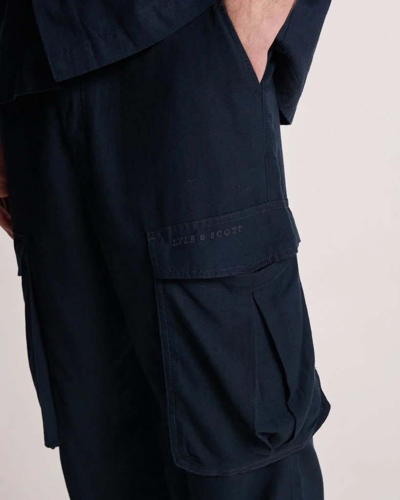 Cotton Linen Cargo Trousers