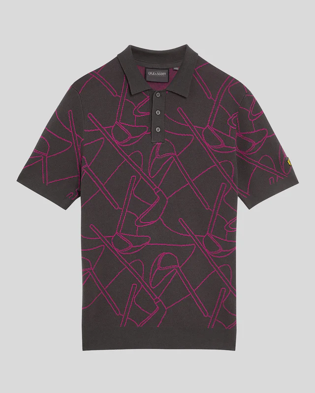 Golf Outline Knitted Polo Shirt