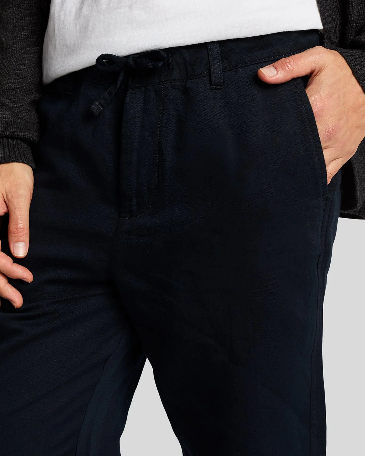 Linen Blend Drawstring Trousers