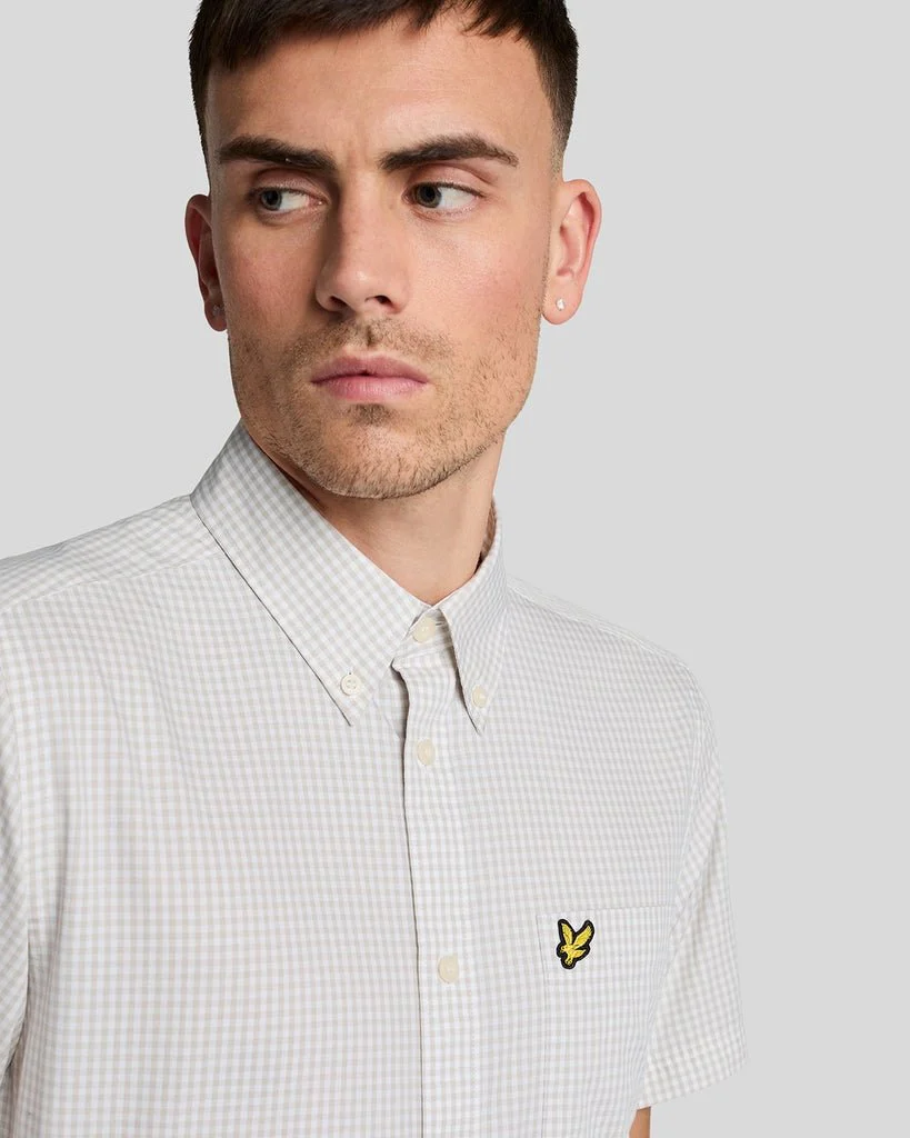 Short Sleeve Slim Fit Gingham Shirt