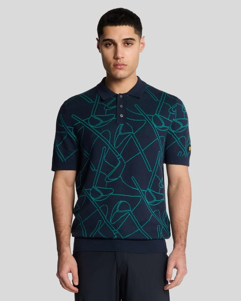 Golf Outline Knitted Polo Shirt