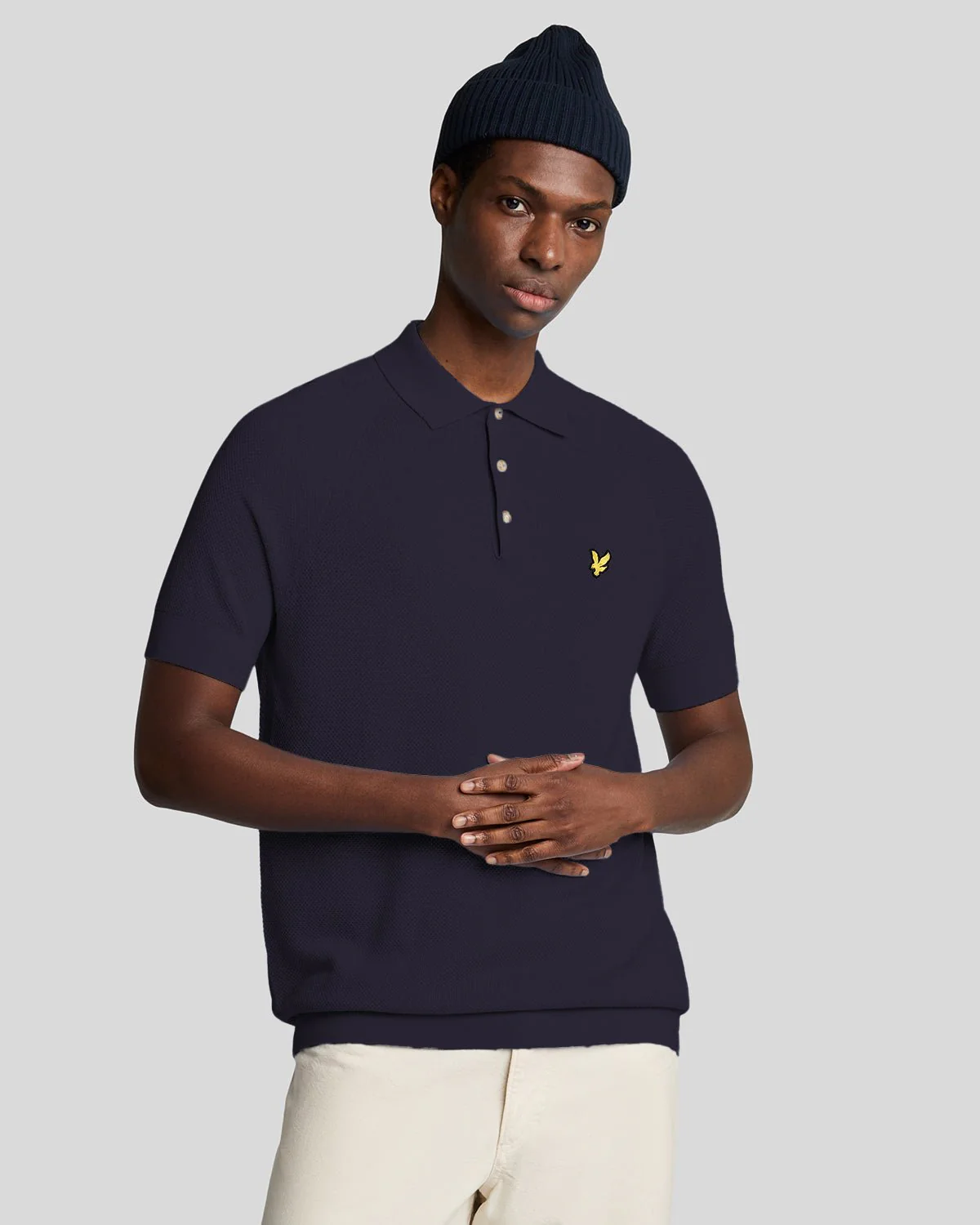 Linen Blend Knitted Polo Shirt