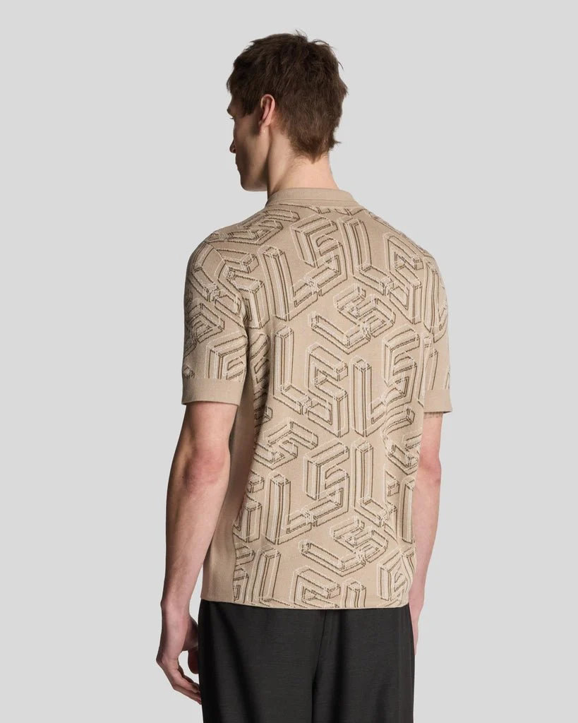 Emblem Double Knit Zip Through Polo Shirt