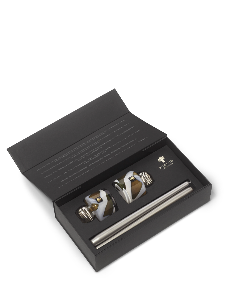 CANDLE HOLDER TWINS STONES AGATE