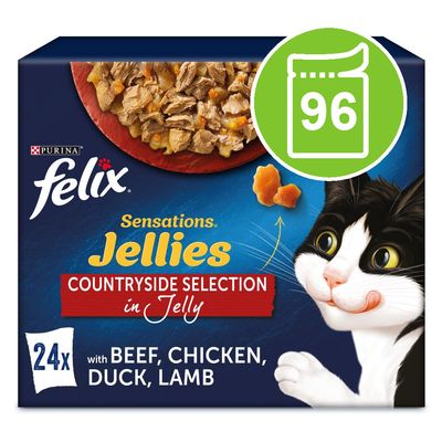 Felix Sensations Mega Pack 96 x 85g Variety of flavors from the Country in Jelly