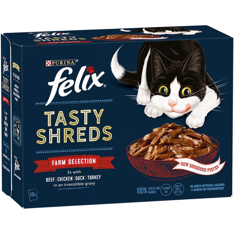 Felix Tasty Shreds 12 x 80g Farm Selection
