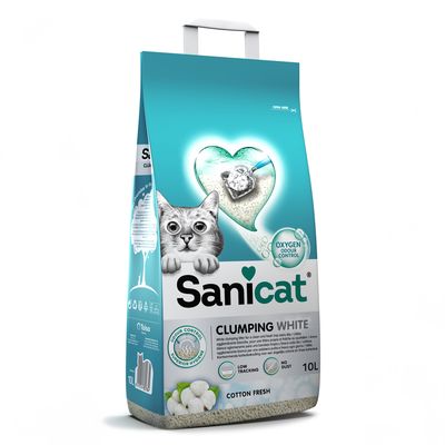Sanicat Cotton Fresh Clumping White Cat Litter 10l