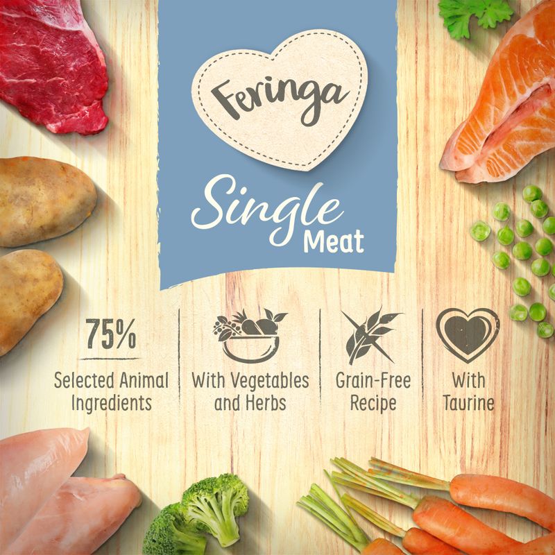 Feringa Single Meat Menu Saver Pack 12 x 200g Mix I (6 Varieties ): Chicken, Rabbit, Lamb, Veal, Duck, Salmon