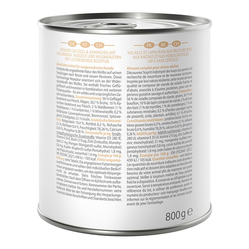 Wolf of Wilderness Adult 6 x 800g - With lots of fresh poultry Mixed Pack: 2x Stony Creek, 2x Sandy Path, 2x Steep Journey