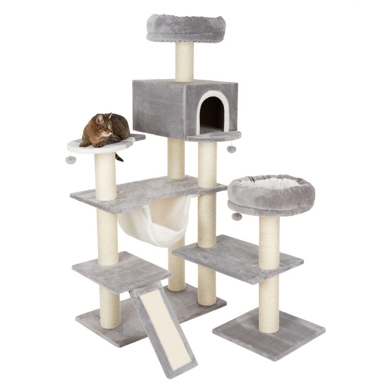 Gingerbread Cat Tree with Ladder - XXL Grey