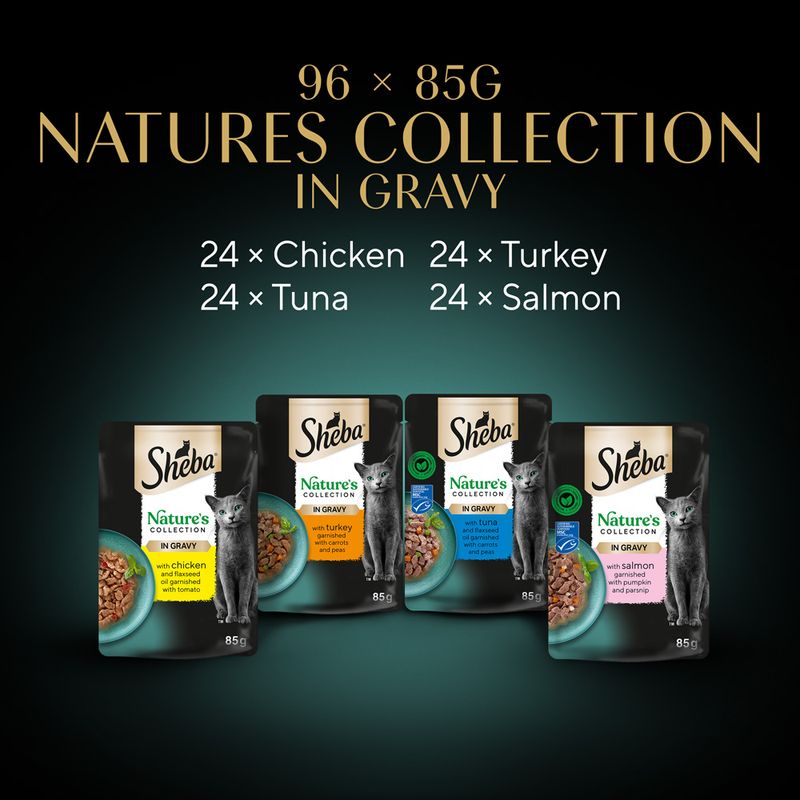 Sheba Nature's Collection in Sauce 96 x 85g Fine Variety (Chicken, Turkey, Tuna, Salmon)