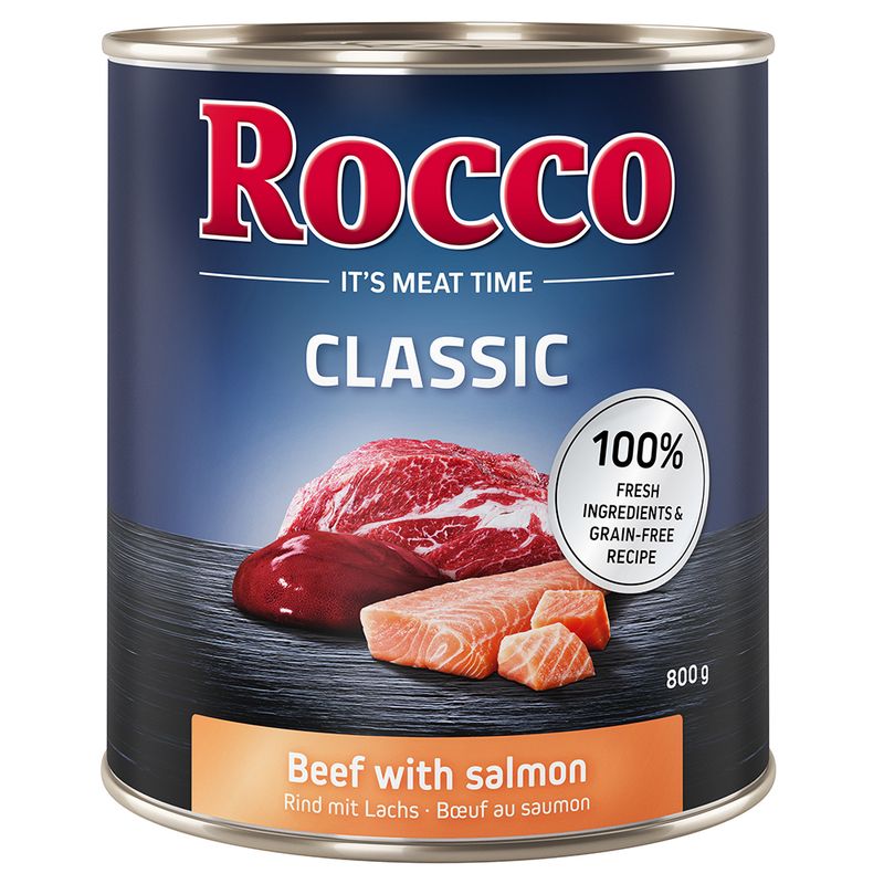 Rocco Classic Trial Pack 6 x 800g Topseller Mix: Pure Beef, Beef/Poultry Hearts, Beef/Chicken