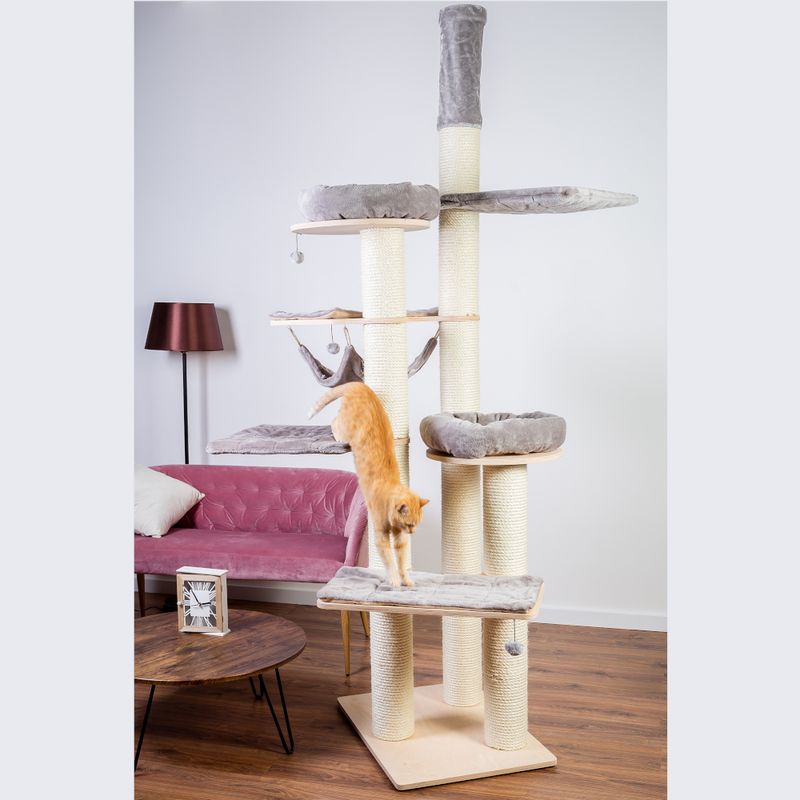 Natural Paradise Ceiling Cat Tree - Amaryllis Light Grey (2 packages*)