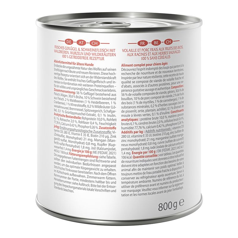 Wolf of Wilderness Senior 6 x 800g - With lots of fresh poultry Mixed Pack (2x Sandy Path, 2x Stony Creek, 2x Muddy Routes)