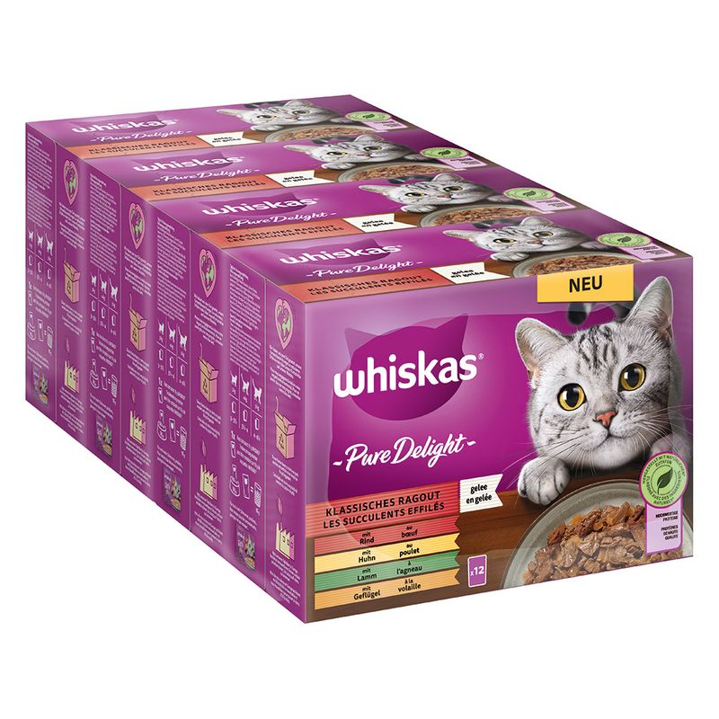 Whiskas Pure Delight Pouches 48 x 85g Mixed Stew in Jelly