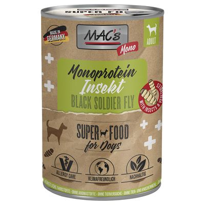 MAC's Mono Insect Wet Dog Food Saver Pack 24 x 375g Insects