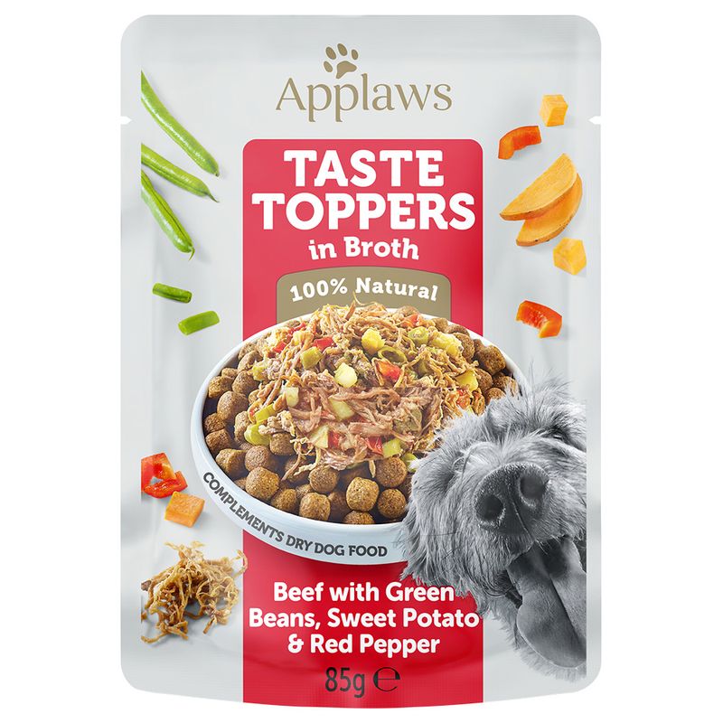 Applaws Taste Toppers in Broth 12 x 85g Beef with Green Beans, Sweet Potato & Red Pepper