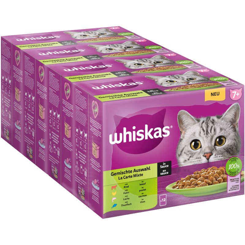 Whiskas Senior Pouches 48 x 85g 7+ Mixed Selection in Gravy