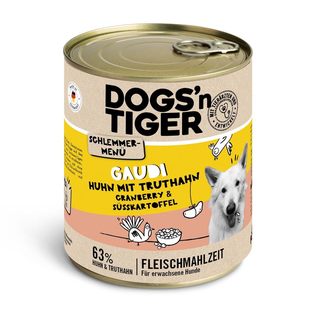 Dogs'n Tiger Gourmet Menu for Dogs 6 x 800g Beef with Lamb, Parsnip & Blueberry