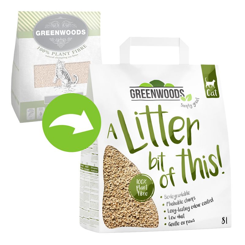 Greenwoods Plant Fibre Natural Clumping Litter Trial Pack 8l (approx. 3.4kg)