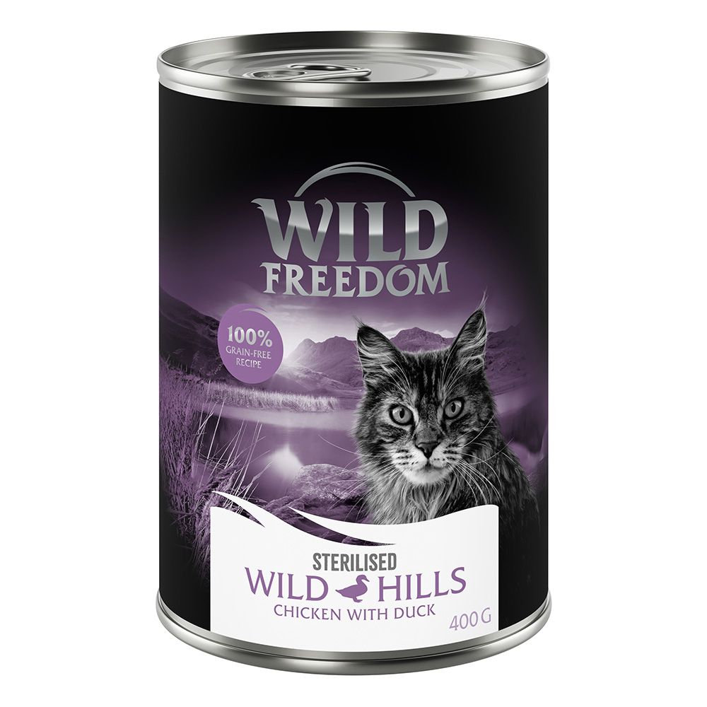 Wild Freedom Adult Sterilised 6 x 400g - Grain-Free Mixed Pack (2x Chicken, 2x Pollock, 1x Rabbit, 1x Duck)