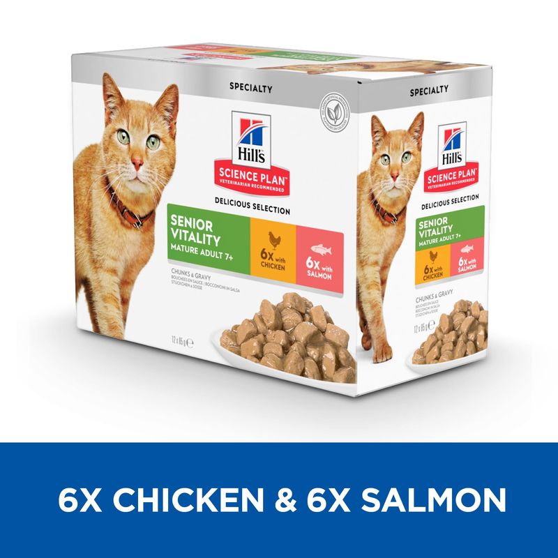 Hill's Science Plan Mature Adult 7+ Senior Vitality 12 x 85g (Chicken & Salmon)
