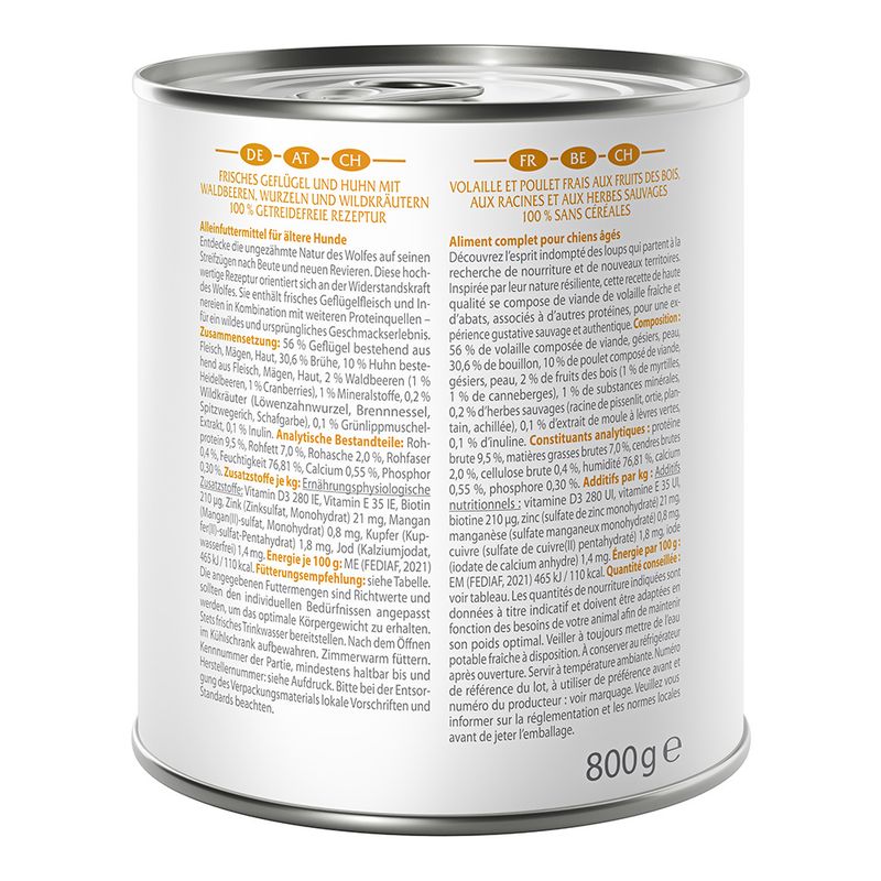 Wolf of Wilderness Senior 6 x 800g - With lots of fresh poultry Mixed Pack (2x Sandy Path, 2x Stony Creek, 2x Muddy Routes)