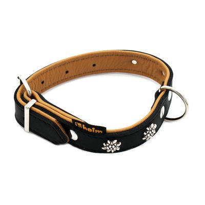 Home Collar Edelweiss, black/nature 24 - 29 cm neck circumference, W 16 mm