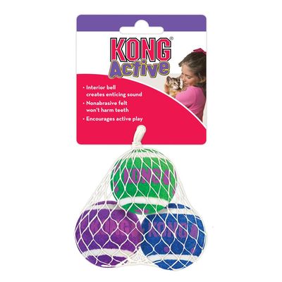 KONG Active Cat Tennis Balls with Bells 3 piece