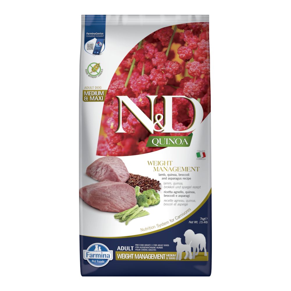 Farmina N&D Quinoa Weight Management Lamb, Quinoa, Broccoli & Asparagus Dog 7 kg