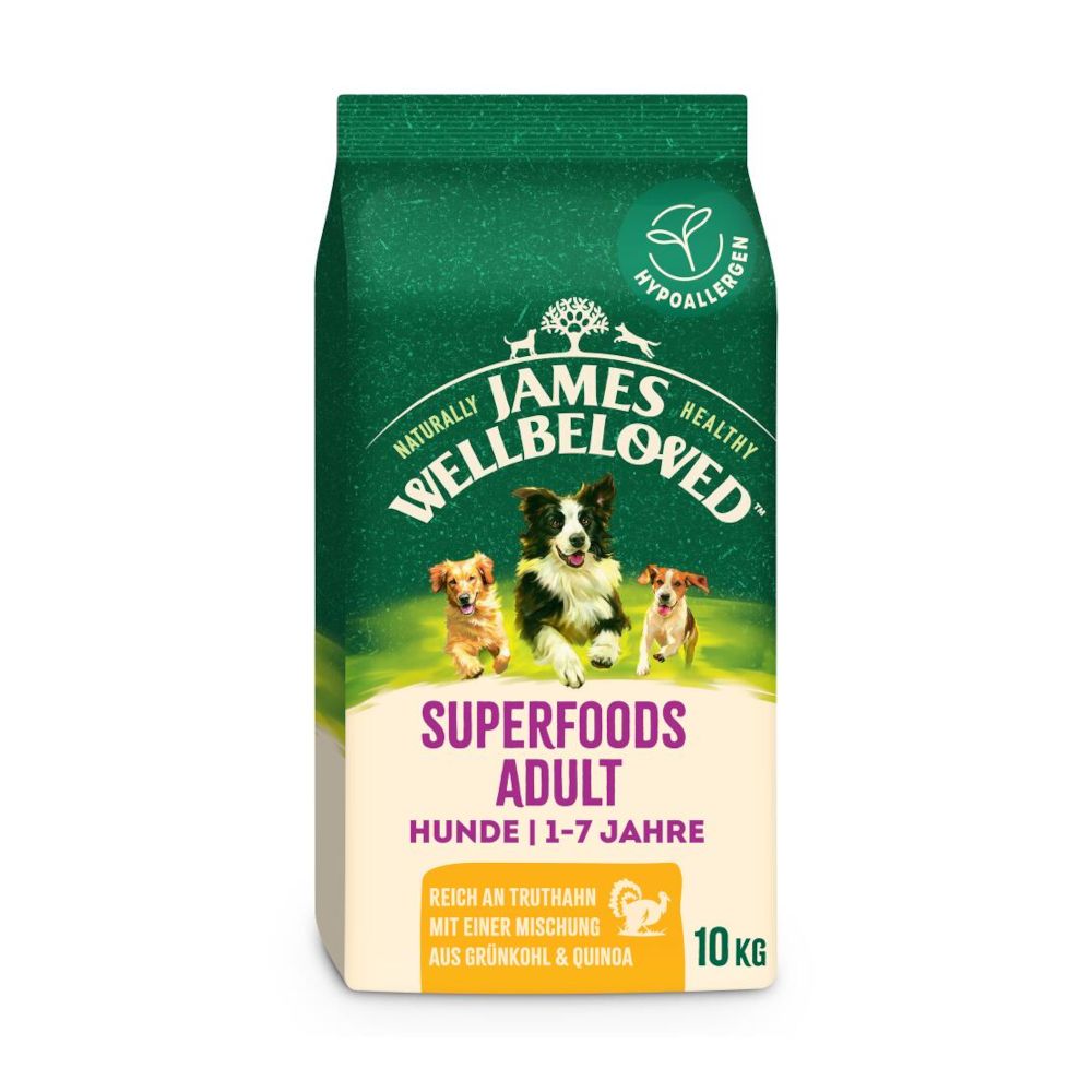 James Wellbeloved Superfoods Grain Free Adult Dog Hypoallergenic Turkey with Kale & Quinoa 1.5kg
