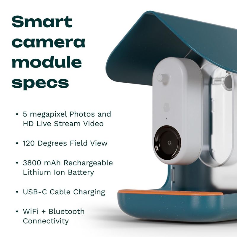 Bird Buddy Smart Bird Feeder with Solar Roof 16 x 17.5 x 23cm (L x W x H)