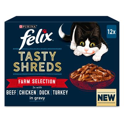 Felix Tasty Shreds 12 x 80g Farm Selection