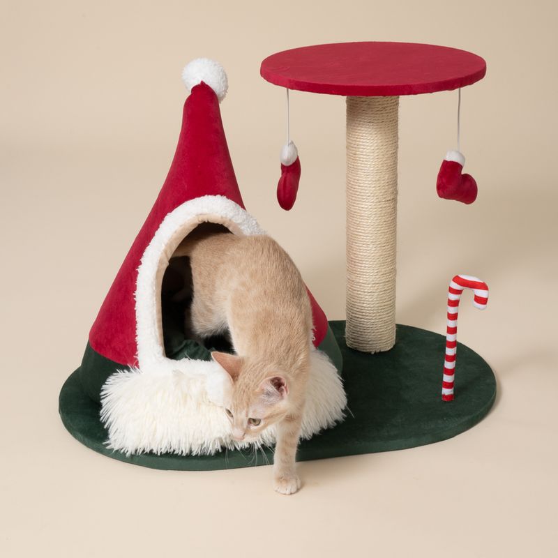 TIAKI Scratching Post with Christmas Teepee Red
