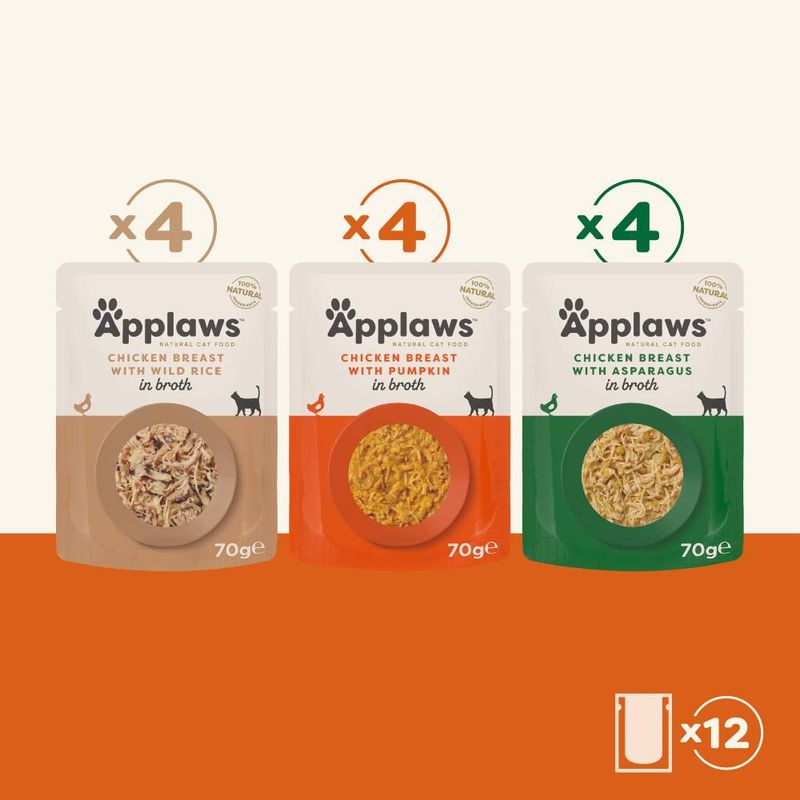 Applaws Pouches Cat Food in Broth Mixed Pack 12 x 70g Fish selection