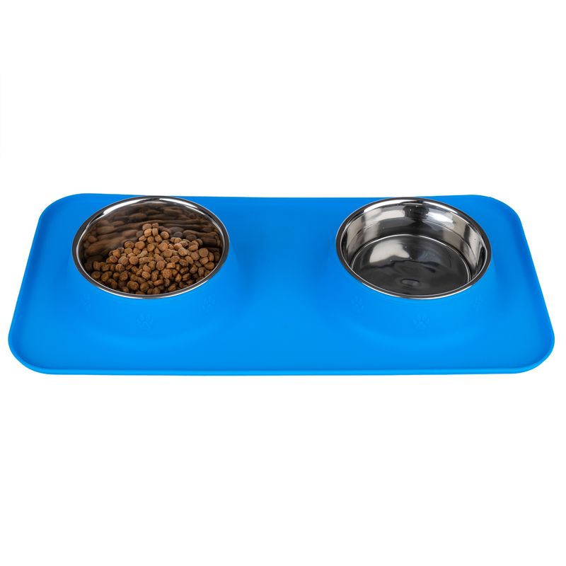 TIAKI double bowl with silicone mat 2 x 540 ml, Ø 14 cm