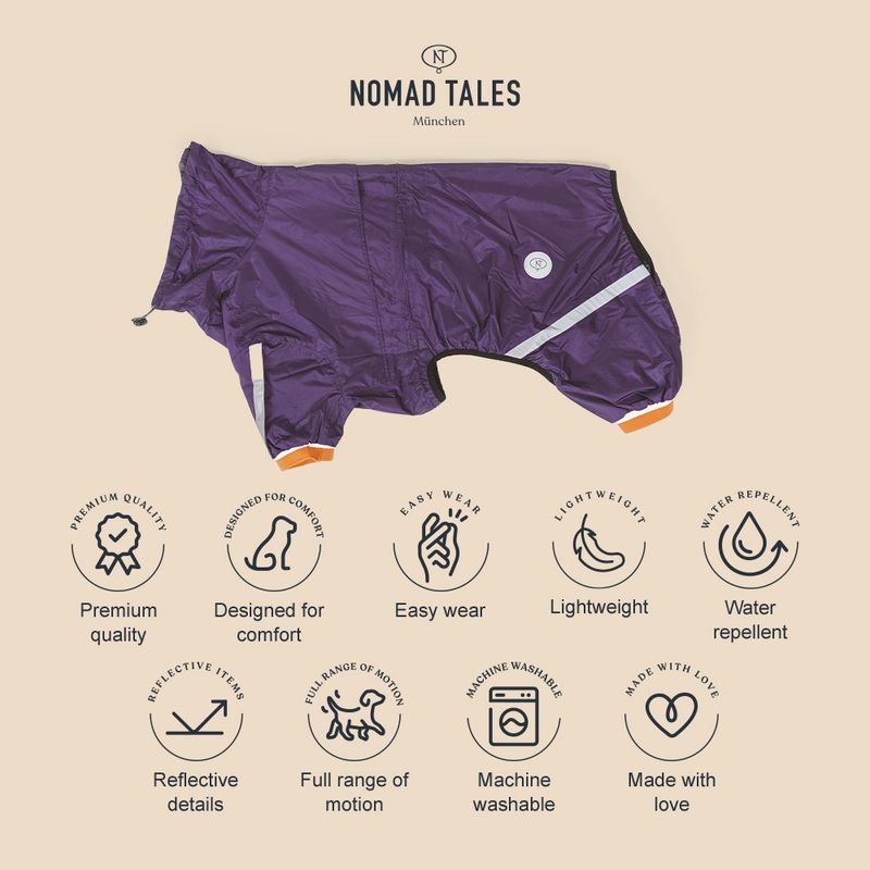 Nomad Tales Spirit Dog Overalls - Berry approx. 35cm Back Length