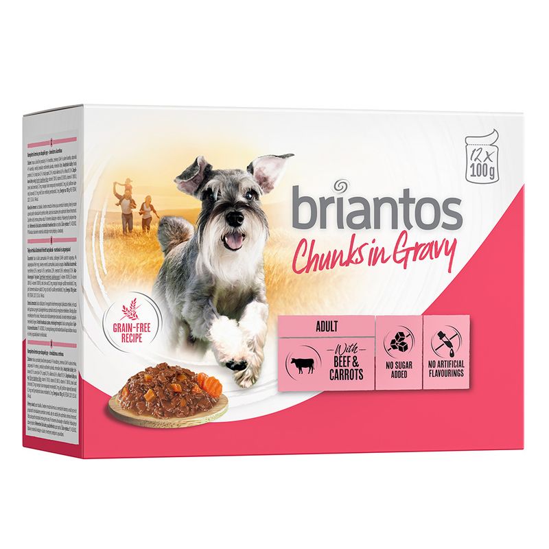 Briantos Chunks in Gravy 12 x 100g Mixed pack - (Chicken,Beef,Salmon)
