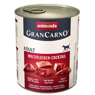 animonda Wet Dog Food + 80g animonda Gran Carno Dog Snack Free! * Adult Multi-Meat Cocktail (6 x 800g) + Meat Chunks - Medium/Maxi Pure Beef (80g)