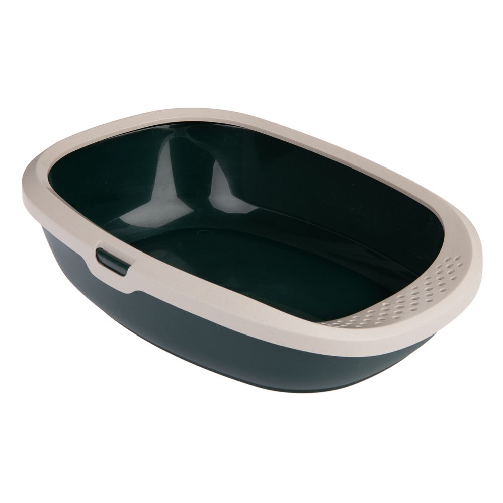 kooa Cat Litter Tray - 100% recycled Plastic Dark green / beige