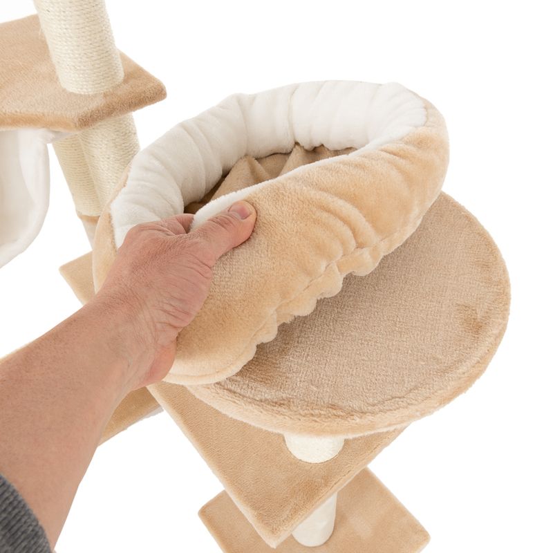 Gingerbread House Cat Tree with Ladder Beige