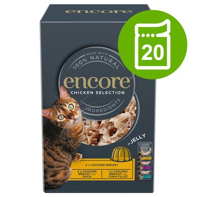 Encore Cat Jelly Pouch Multipack 20 x 50g Chicken Selection 1 (3 Varieties)